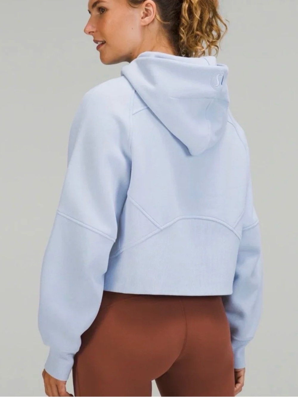lululemon athletica Light Blue Full-Zip Cropped Hooded Sweatshirt
